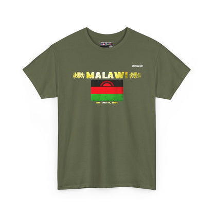 Malawi flag t-shirt in Military Green — premium cotton, Nordenatt