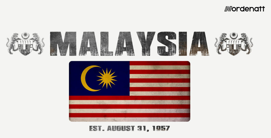 Malaysia design preview: flag, date and emblem inspiration printed on light t-shirts (Nordenatt)