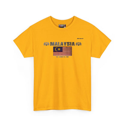 Malaysia flag t-shirt in Gold — premium cotton, Nordenatt