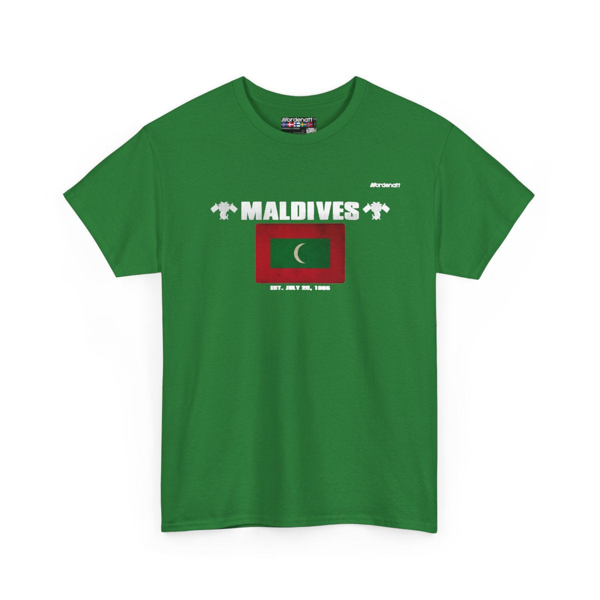 Maldives flag t-shirt in Turf Green — premium cotton, Nordenatt