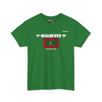 Maldives flag t-shirt in Turf Green — premium cotton, Nordenatt