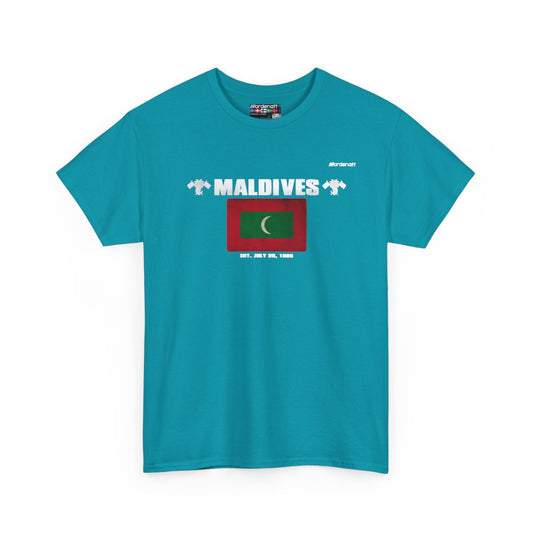 Maldives flag t-shirt in Tropical Blue — premium cotton, Nordenatt