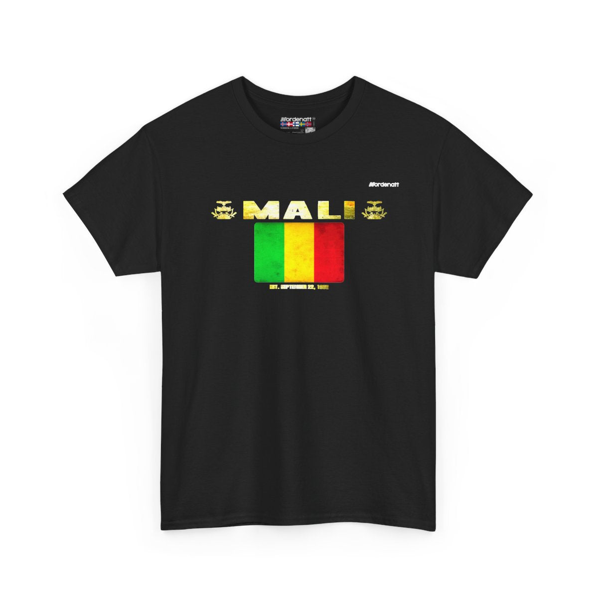 Mali flag t-shirt in Black — premium cotton, Nordenatt