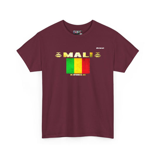 Mali flag t-shirt in Maroon — premium cotton, Nordenatt