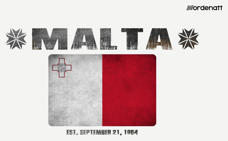 Malta design preview: flag, date and emblem inspiration printed on light t-shirts (Nordenatt)