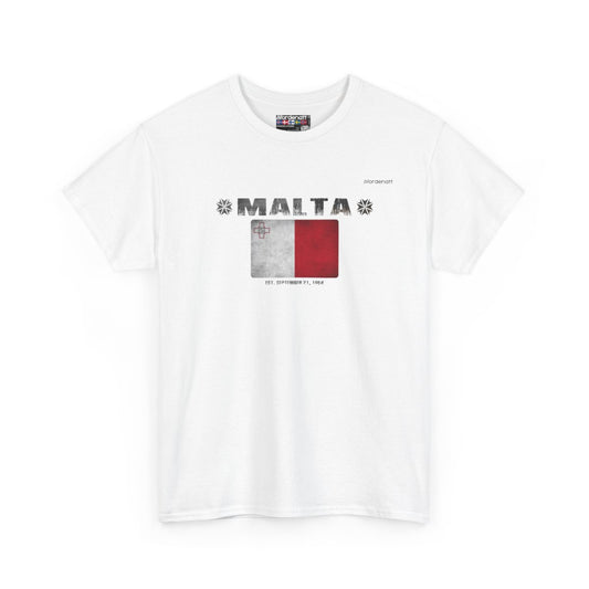 Malta flag t-shirt in White — premium cotton, Nordenatt