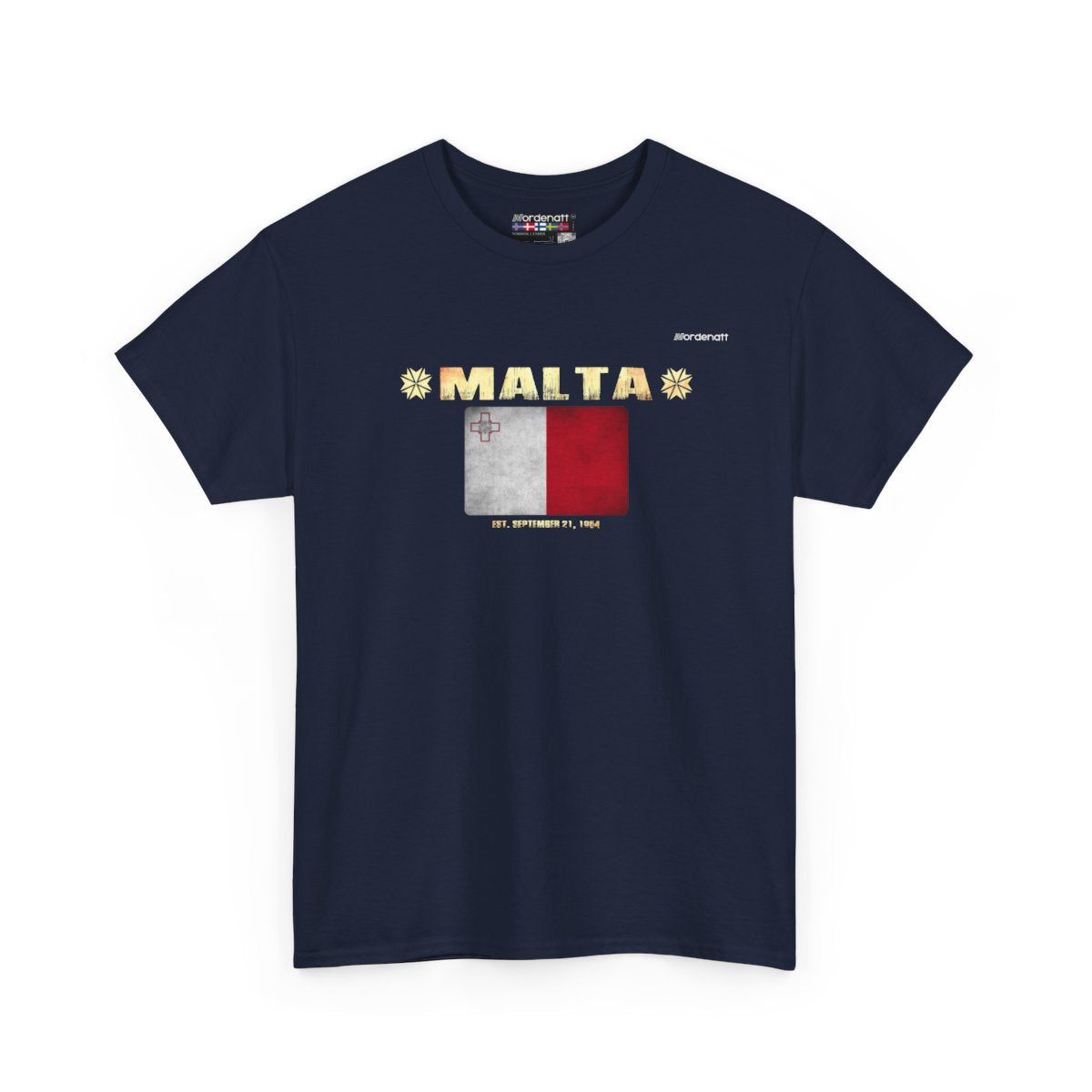 Malta flag t-shirt in Navy — premium cotton, Nordenatt