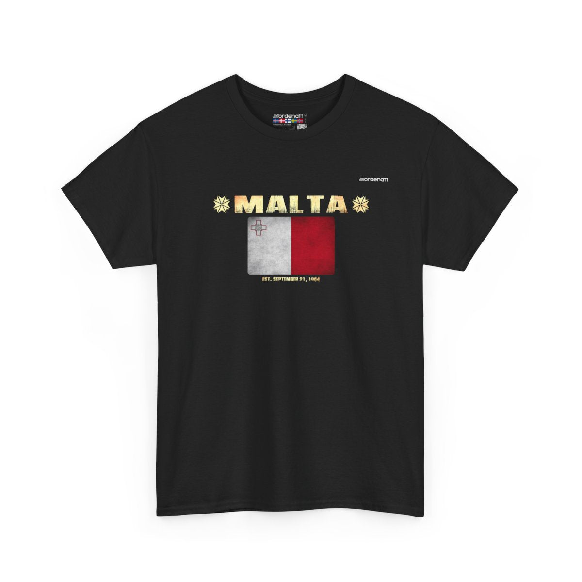 Malta flag t-shirt in Black — premium cotton, Nordenatt