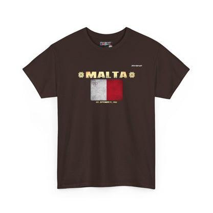 Malta flag t-shirt in Dark Chocolate — premium cotton, Nordenatt