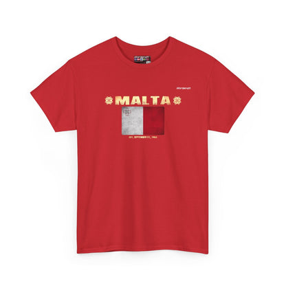 Malta flag t-shirt in Red — premium cotton, Nordenatt