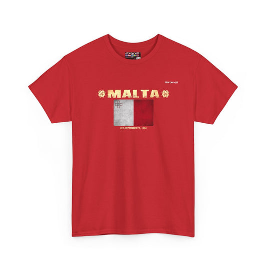 Malta flag t-shirt in Red — premium cotton, Nordenatt