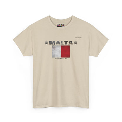 Malta flag t-shirt in Sand — premium cotton, Nordenatt