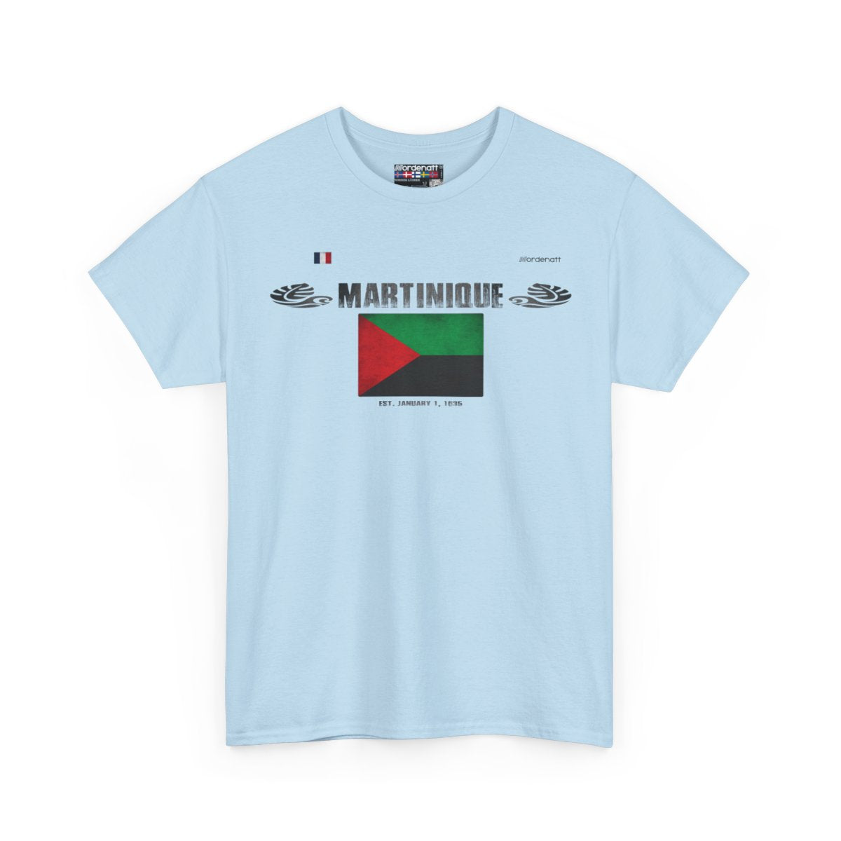 Martinique flag t-shirt in Light Blue — premium cotton, Nordenatt