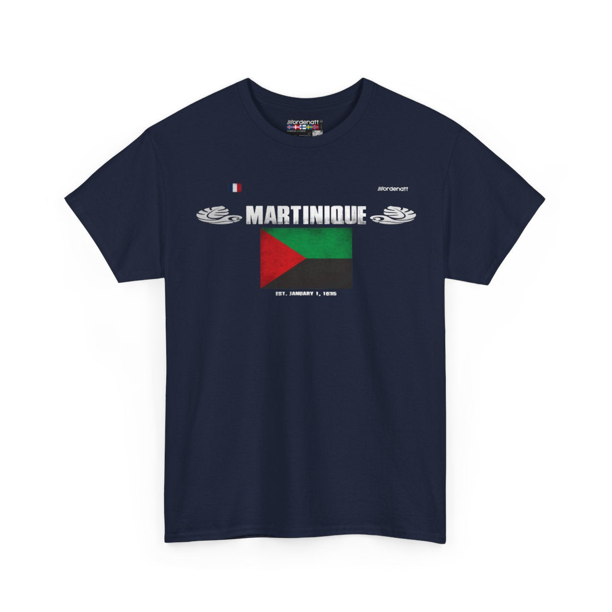 Martinique flag t-shirt in Navy — premium cotton, Nordenatt