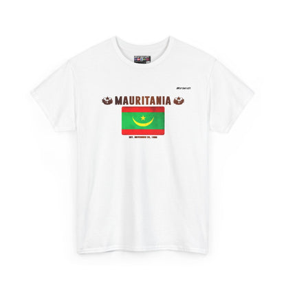 Mauritania flag t-shirt in White — premium cotton, Nordenatt
