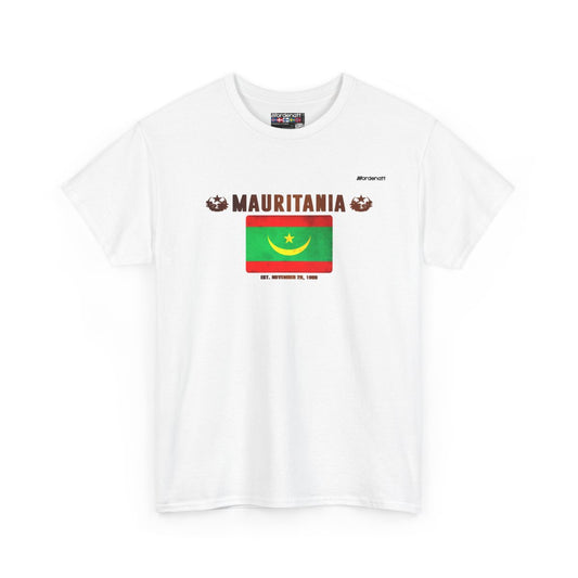 Mauritania flag t-shirt in White — premium cotton, Nordenatt
