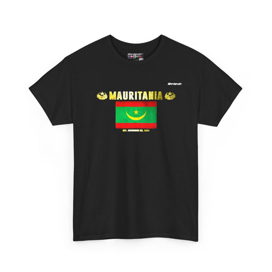 Mauritania flag t-shirt in Black — premium cotton, Nordenatt