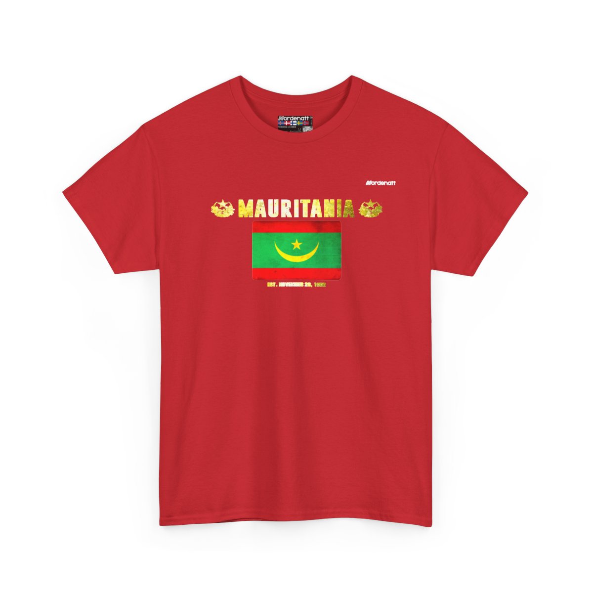 Mauritania flag t-shirt in Red — premium cotton, Nordenatt