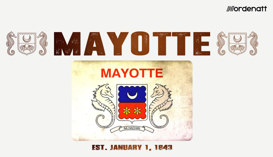 Mayotte design preview: flag, date and emblem inspiration printed on light t-shirts (Nordenatt)