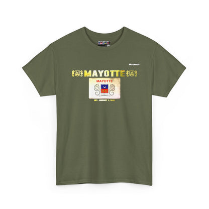 Mayotte flag t-shirt in Military Green — premium cotton, Nordenatt
