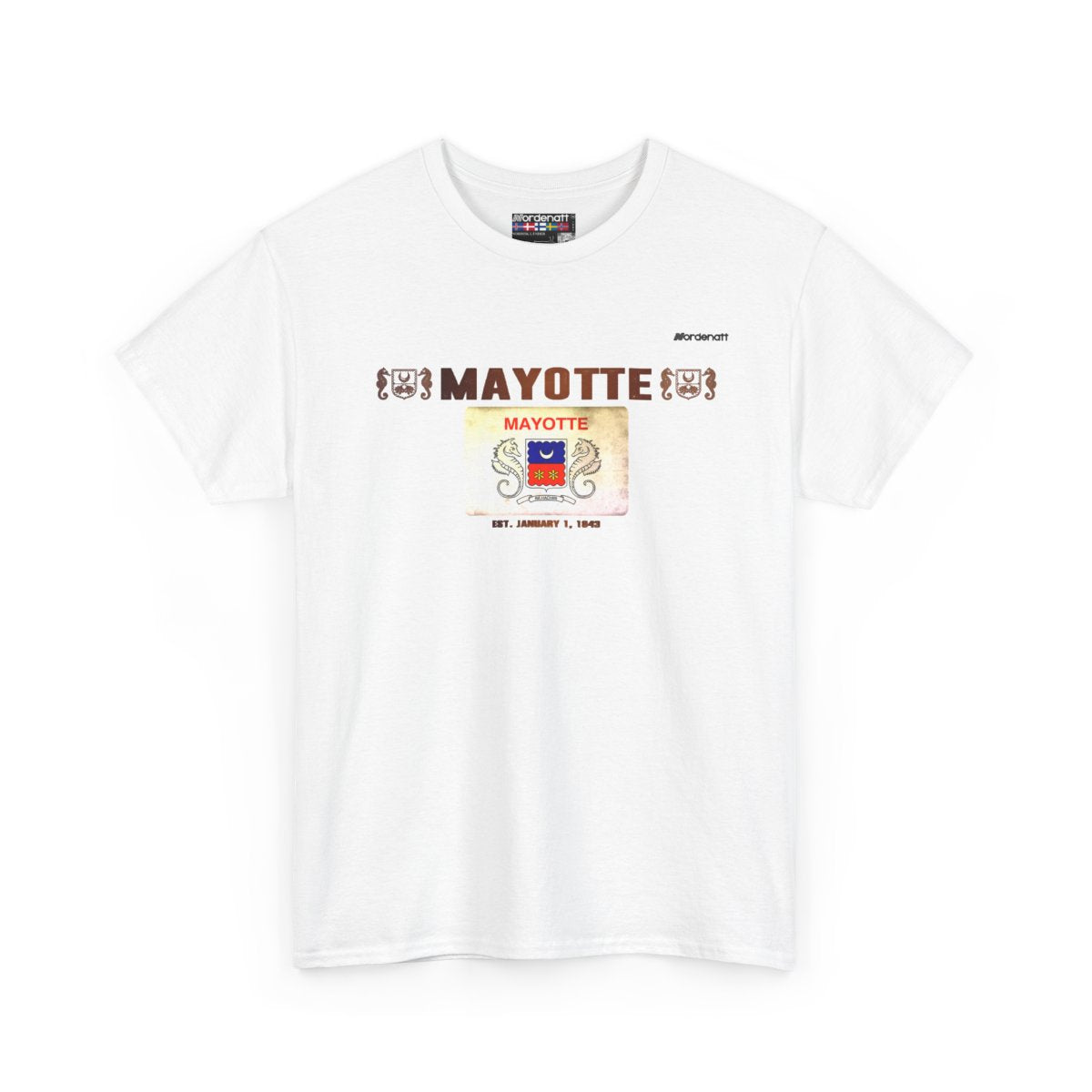Mayotte flag t-shirt in White — premium cotton, Nordenatt