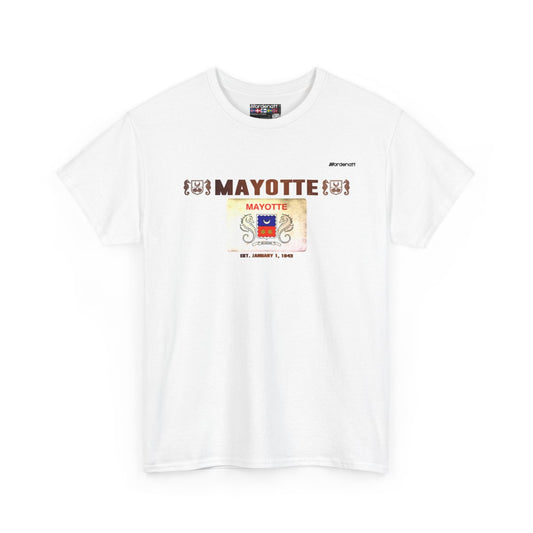 Mayotte flag t-shirt in White — premium cotton, Nordenatt