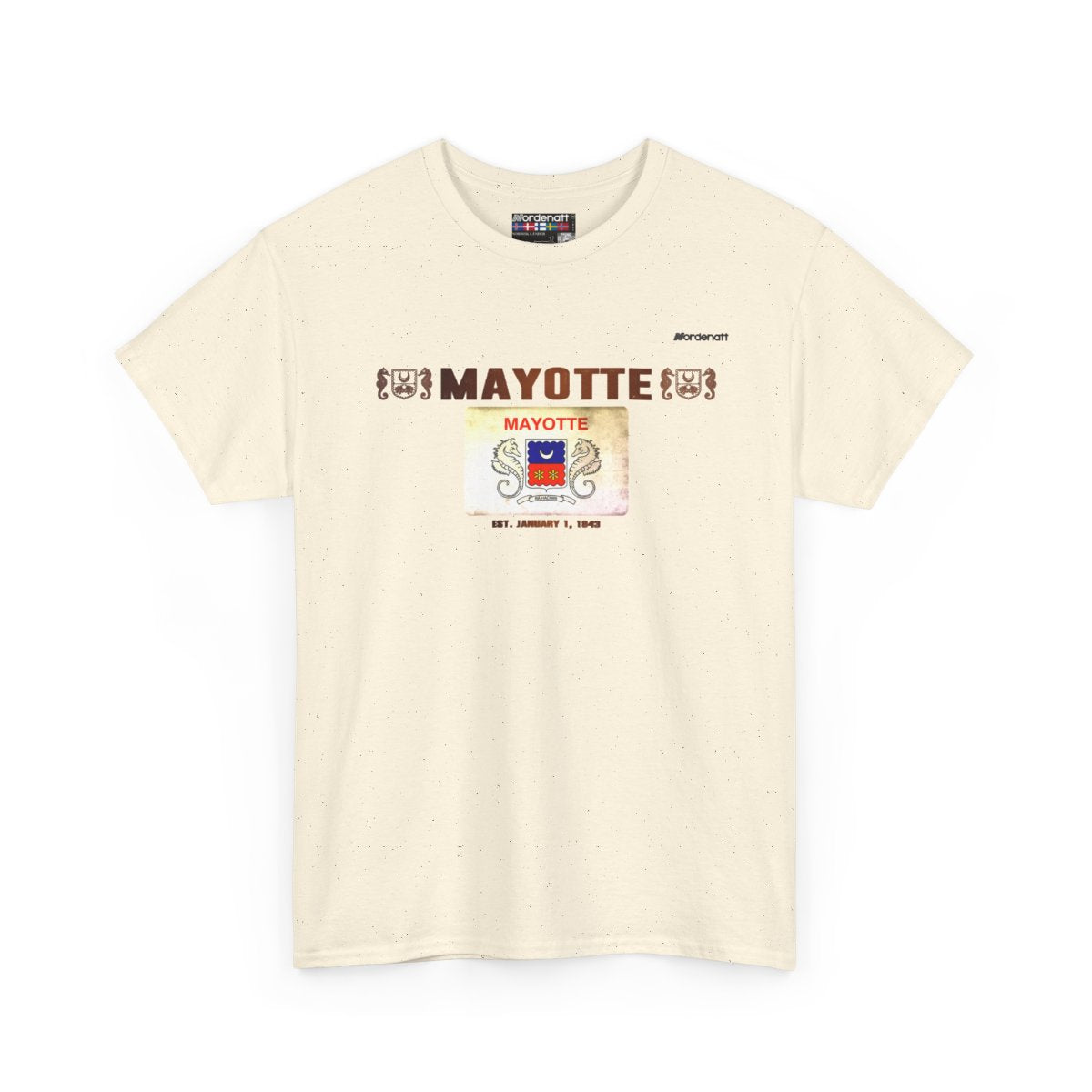 Mayotte flag t-shirt in Natural — premium cotton, Nordenatt