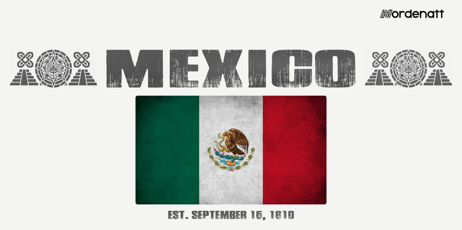 Mexico design preview: flag, date and emblem inspiration printed on light t-shirts (Nordenatt)