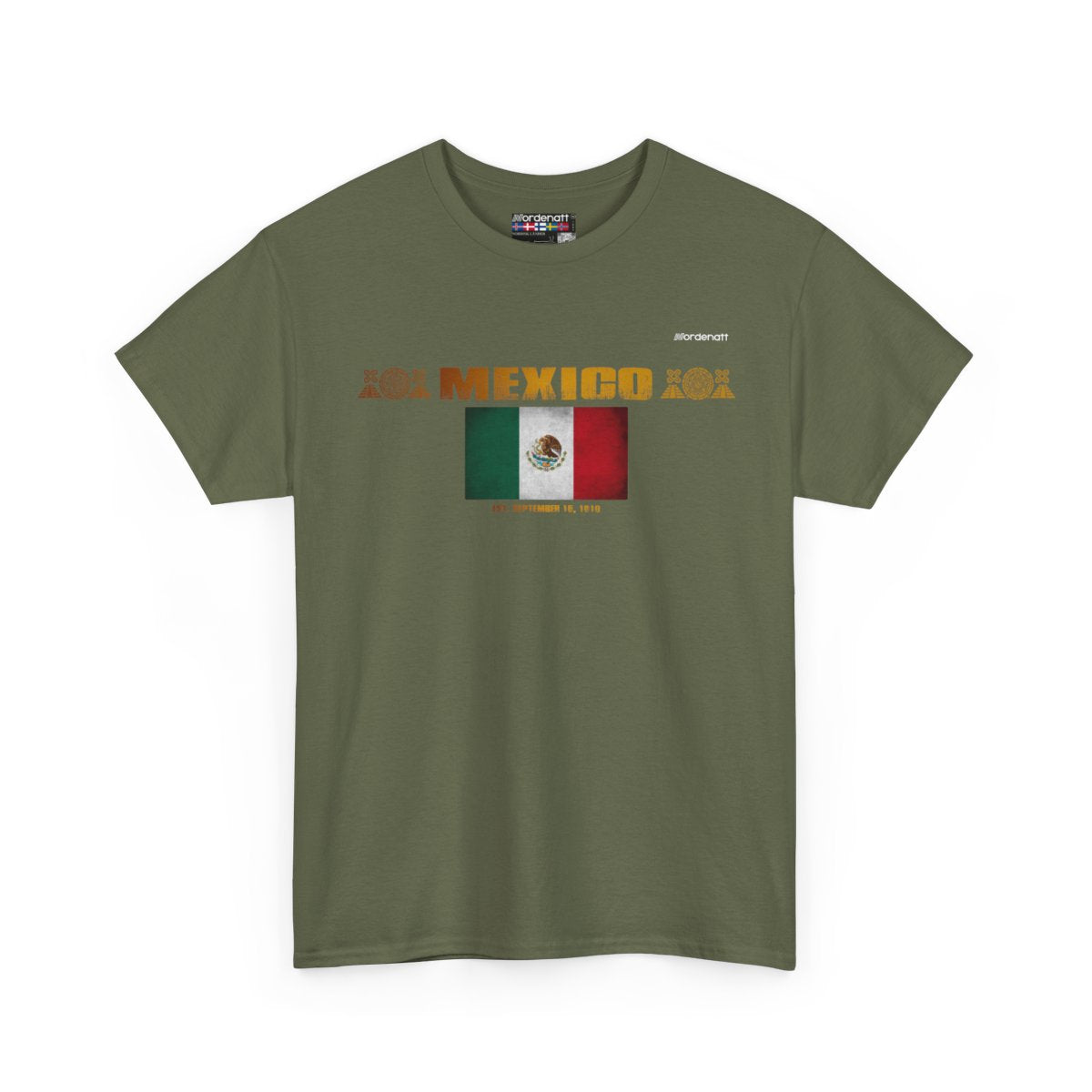 Mexico flag t-shirt in Military Green — premium cotton, Nordenatt