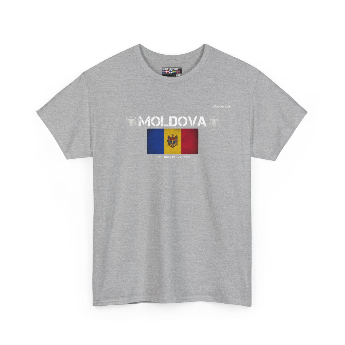 Moldova flag t-shirt in Sport Grey — premium cotton, Nordenatt