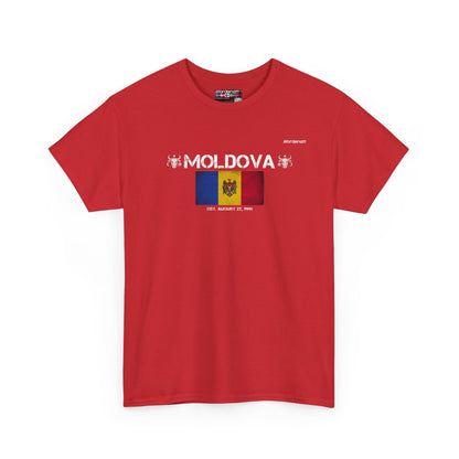 Moldova flag t-shirt in Red — premium cotton, Nordenatt