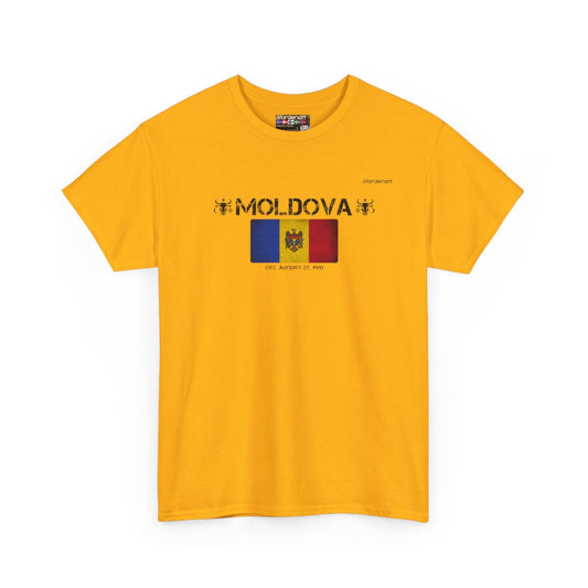 Moldova flag t-shirt in Gold — premium cotton, Nordenatt