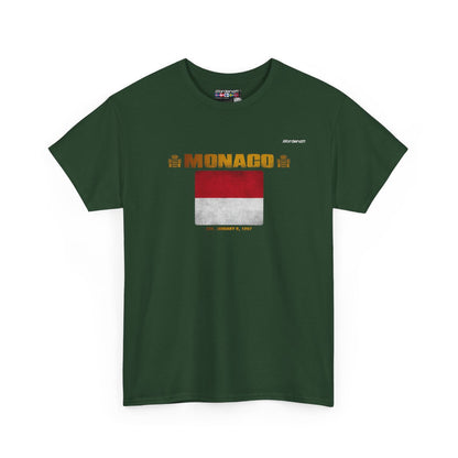 Monaco flag t-shirt in Forest Green — premium cotton, Nordenatt