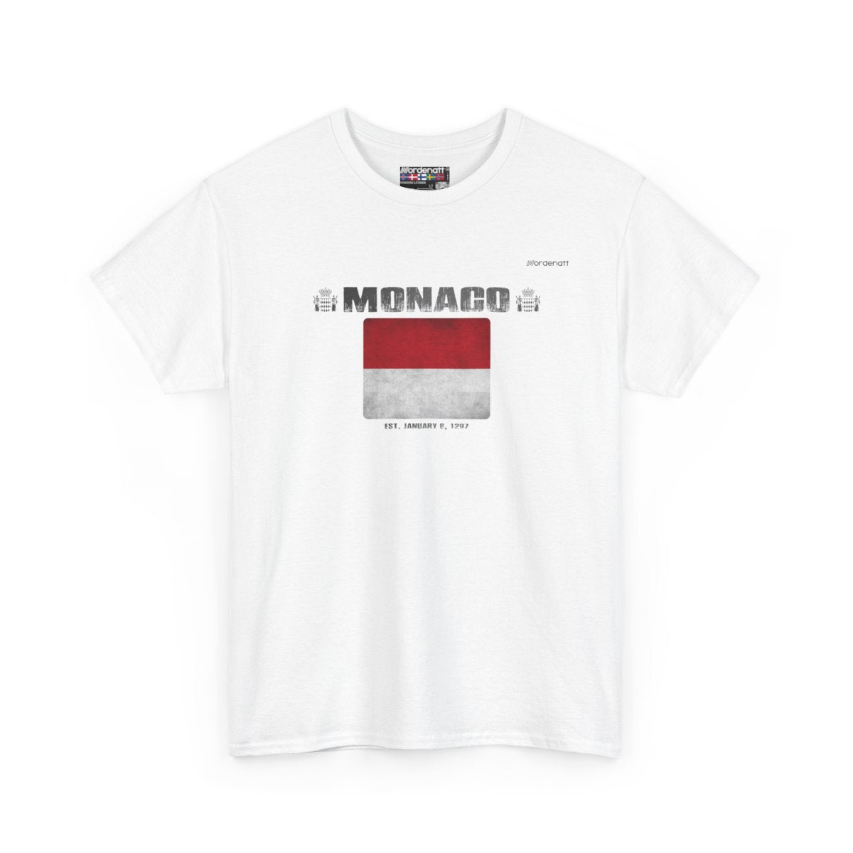 Monaco flag t-shirt in White — premium cotton, Nordenatt
