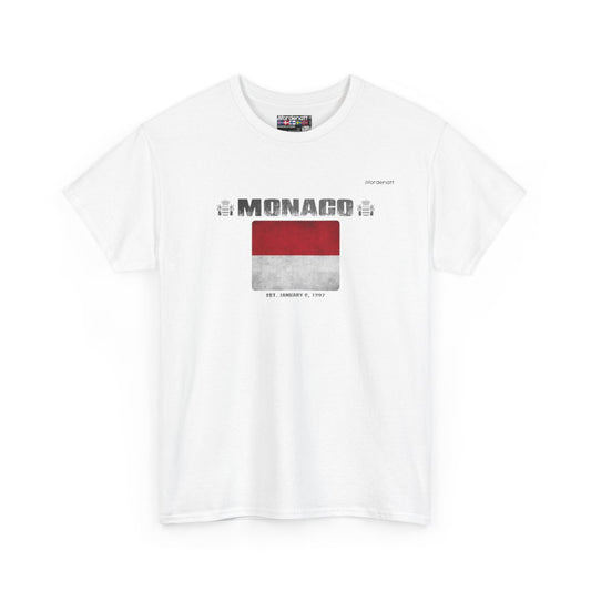 Monaco flag t-shirt in White — premium cotton, Nordenatt