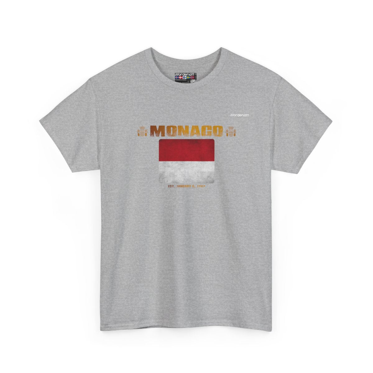 Monaco flag t-shirt in Sport Grey — premium cotton, Nordenatt