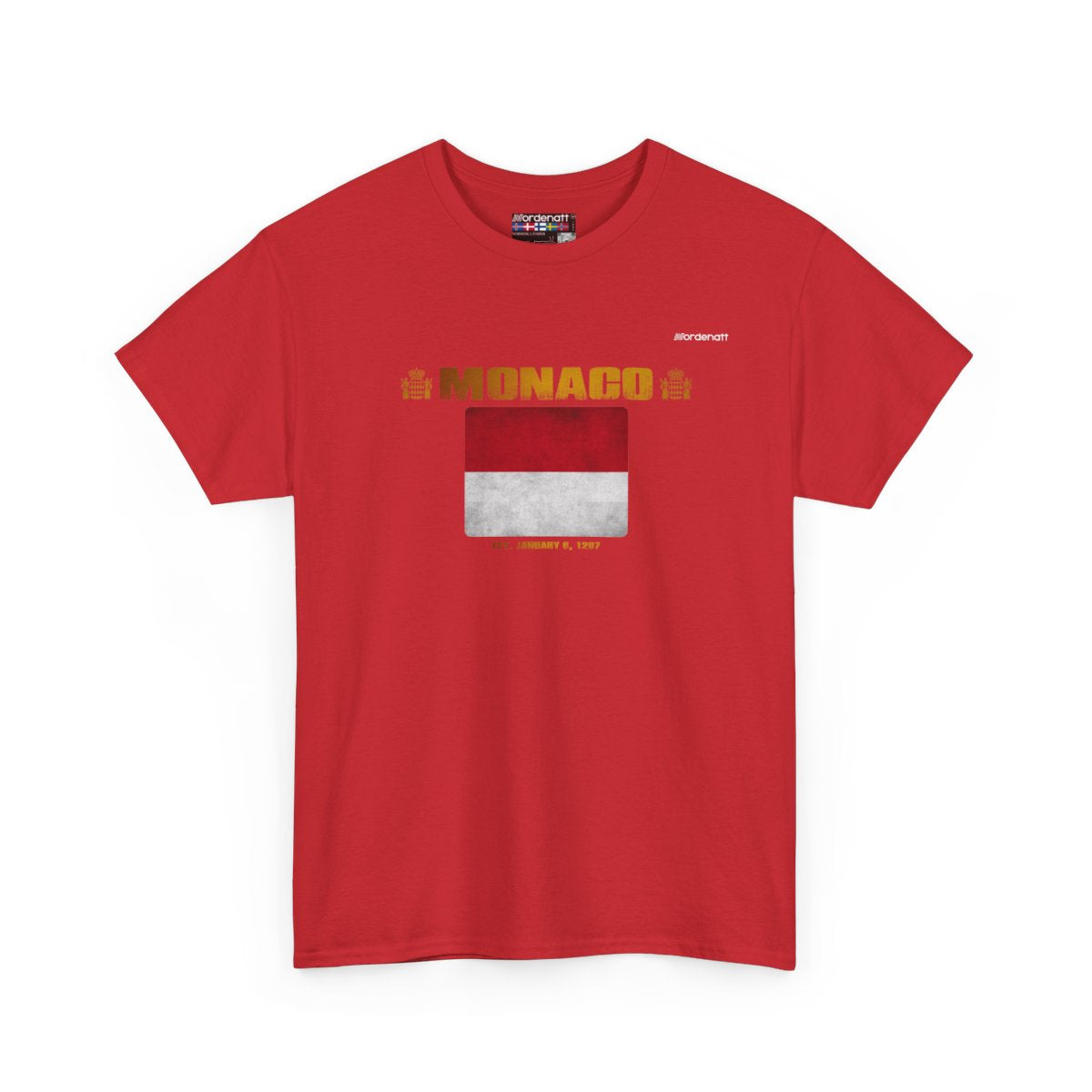 Monaco flag t-shirt in Red — premium cotton, Nordenatt