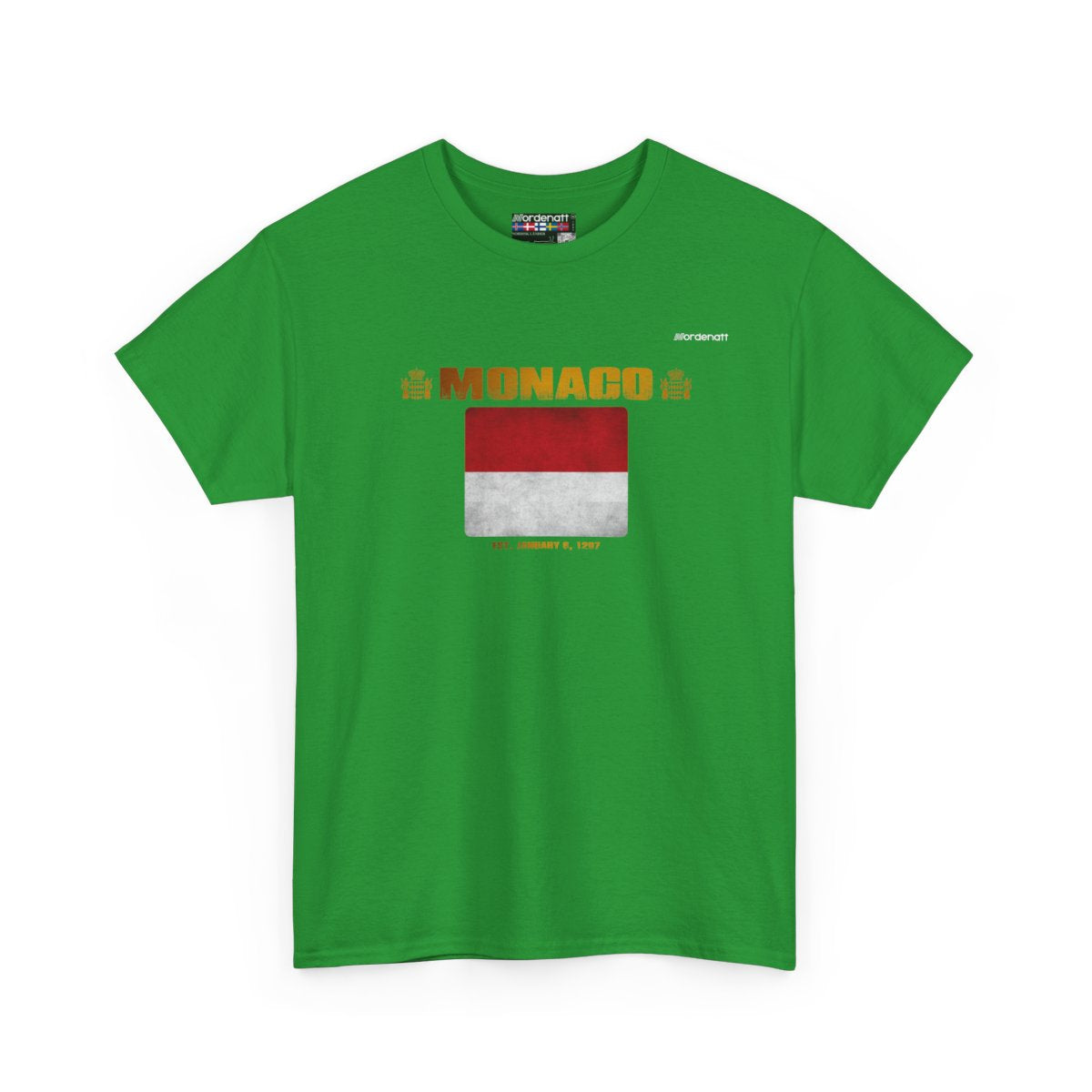 Monaco flag t-shirt in Irish Green — premium cotton, Nordenatt