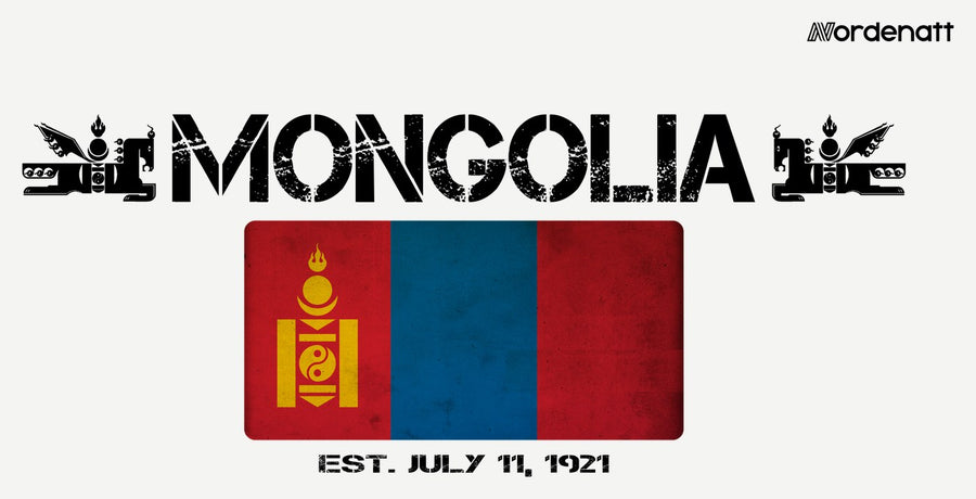 Mongolia design preview: flag, date and emblem inspiration printed on light t-shirts (Nordenatt)