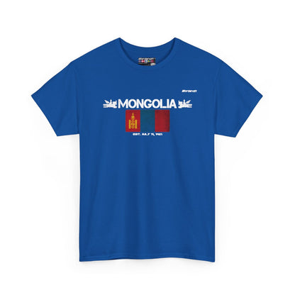 Mongolia flag t-shirt in Royal — premium cotton, Nordenatt