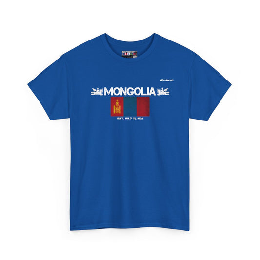 Mongolia flag t-shirt in Royal — premium cotton, Nordenatt