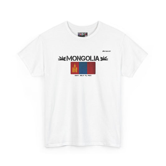 Mongolia flag t-shirt in White — premium cotton, Nordenatt