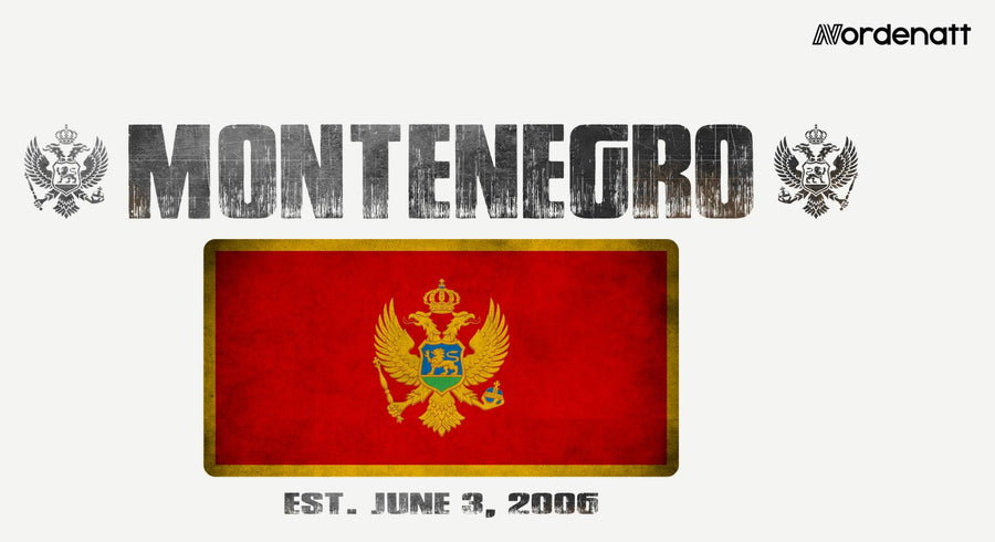 Montenegro design preview: flag, date and emblem inspiration printed on light t-shirts (Nordenatt)