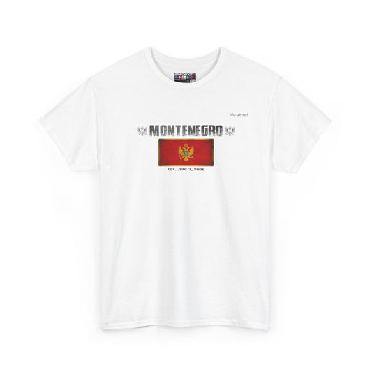 Montenegro flag t-shirt in White — premium cotton, Nordenatt