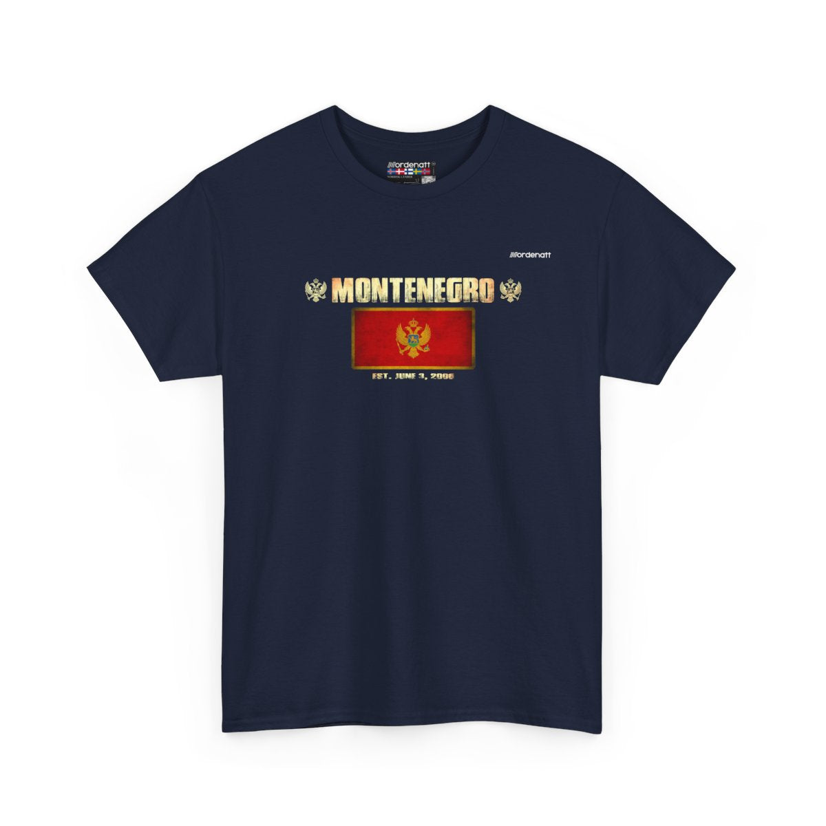 Montenegro flag t-shirt in Navy — premium cotton, Nordenatt