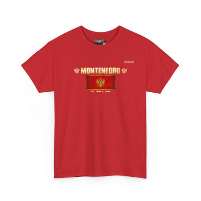 Montenegro flag t-shirt in Red — premium cotton, Nordenatt