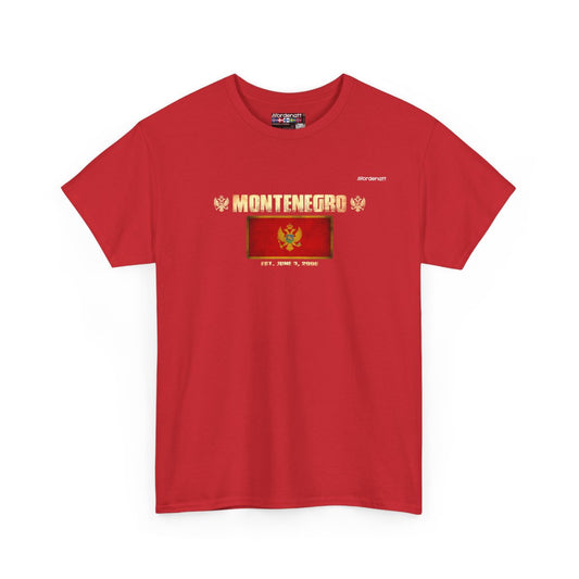 Montenegro flag t-shirt in Red — premium cotton, Nordenatt
