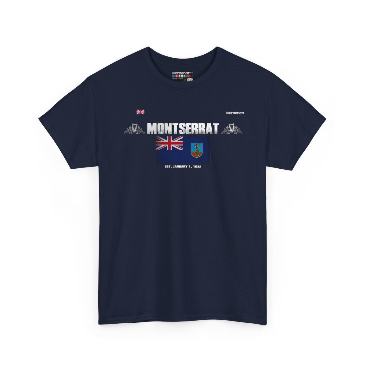 Montserrat flag t-shirt in Navy — premium cotton, Nordenatt