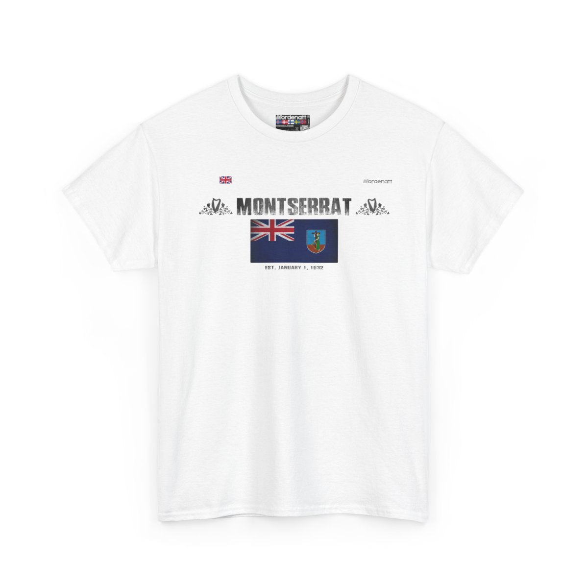Montserrat flag t-shirt in White — premium cotton, Nordenatt