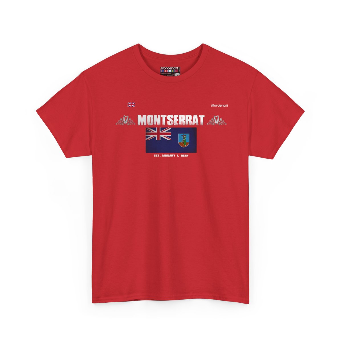 Montserrat flag t-shirt in Red — premium cotton, Nordenatt